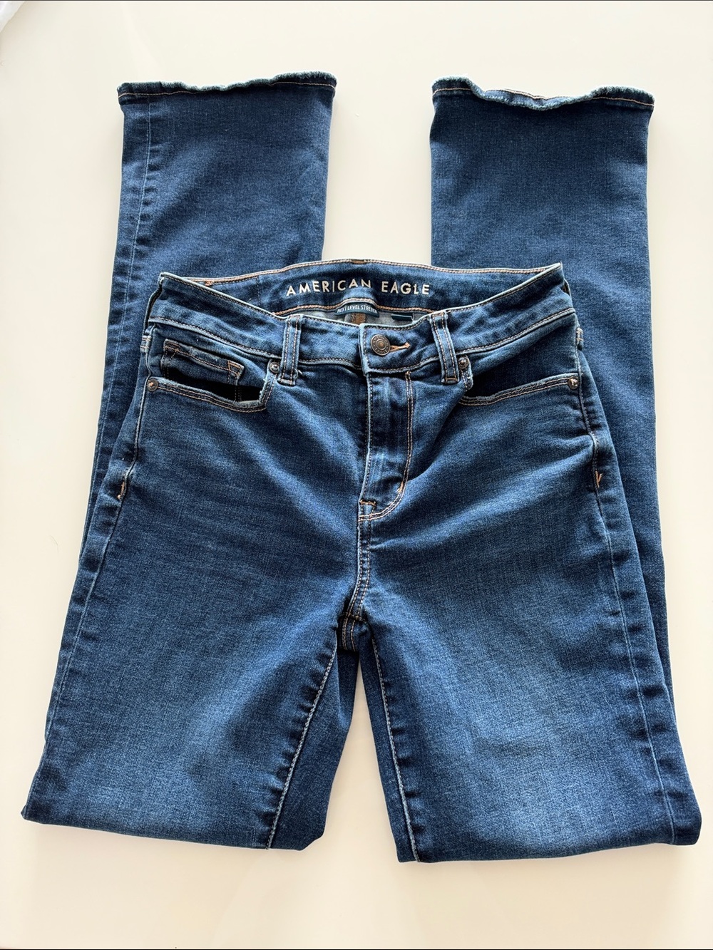 American Eagle Outfitters Dark Blue High-Rise Skinny Kick Jeans